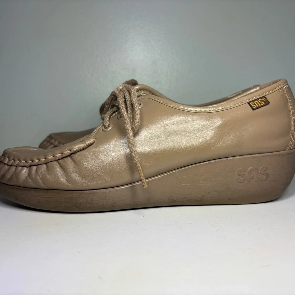 Sas Shoes Womens 7.5 M Siesta Moccasin Sneakers Comfort Lace Up Handmade Leather